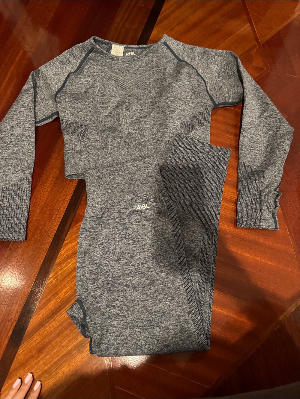 AYBL Heathered Charcoal Seamless Crop Top & Leggings Set